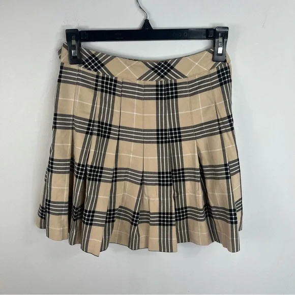 Divided H&M Size 2 Tan Black Pleated School Girl Mini Skirt M12 - Picture 6 of 6